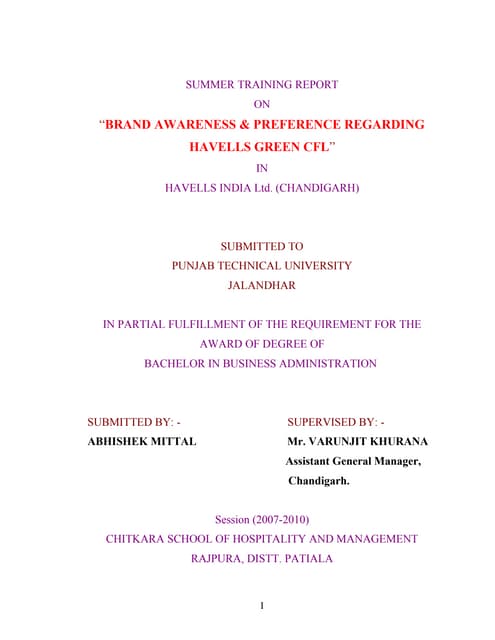 28667906 project-report-on-havells-by-abhishek-mittal