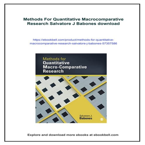 Methods For Quantitative Macrocomparative Research Salvatore J Babones
