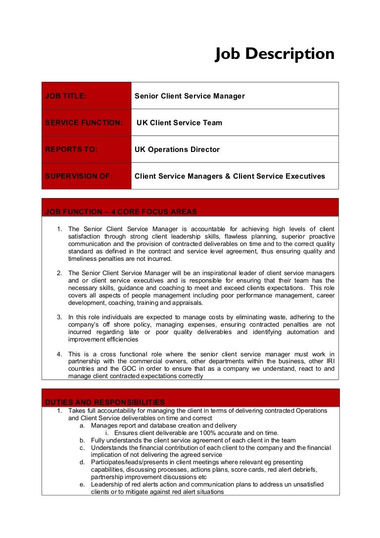 Senior CSM job description