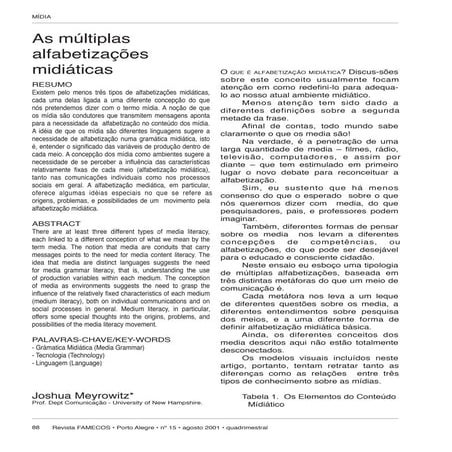 As múltiplas alfabetizações midiáticas