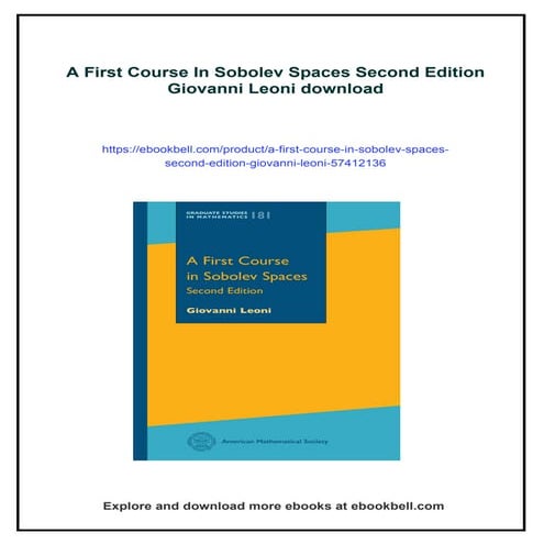 A First Course In Sobolev Spaces Second Edition Giovanni Leoni | PDF