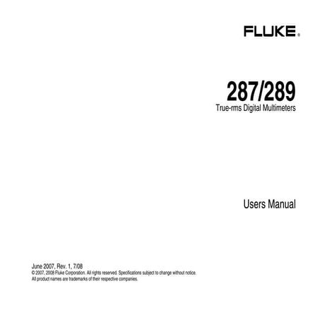 Hướng dẫn sử dụng Fluke 289