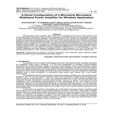 A Novel Configuration of a Microstrip Microwave Wideband Power Amplifier for ...
