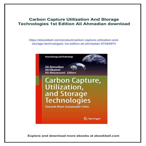 Carbon Capture Utilization And Storage Technologies 1st Edition Ali ...