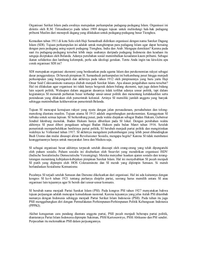 28784107 Organisasi Serikat Islam Pada Awalnya Merupakan Perkumpulan Pedagang Mar Tunis
