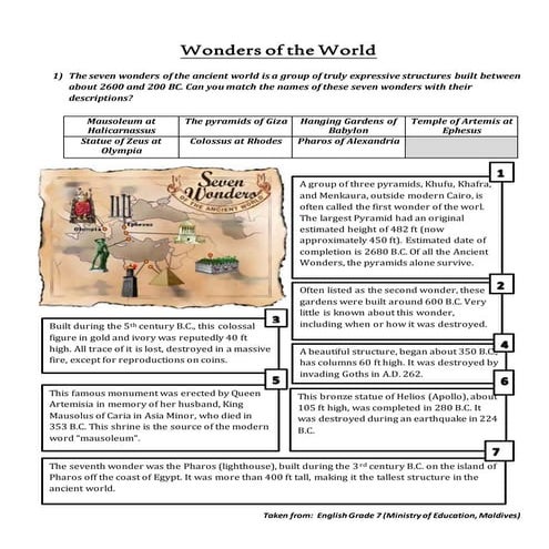 The 7 Ancient and my Modern Wonders of the World