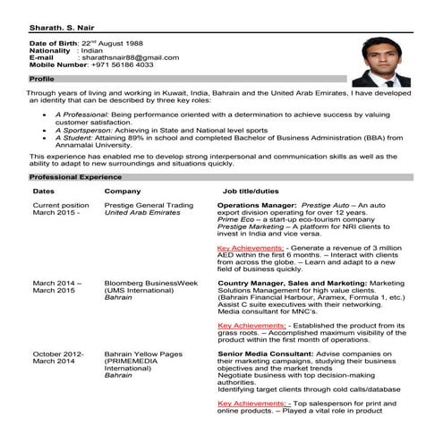 Sharath S Nair- CV