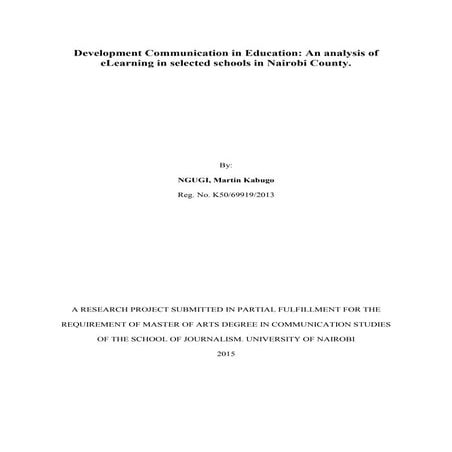 RESEARCH PROJECT BY NGUG Martin Kabugo 12 October 2015 1