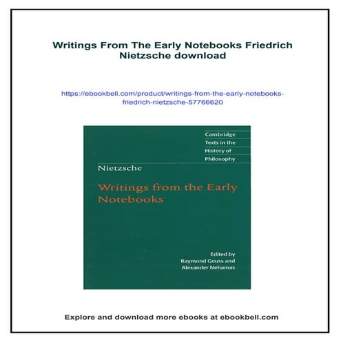 Writings From The Early Notebooks Friedrich Nietzsche Pdf