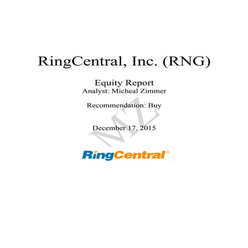 RingCentral (RNG) Equity Report