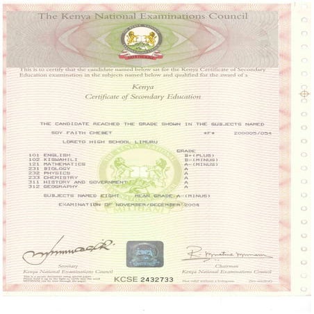KCPE Certificate | PDF