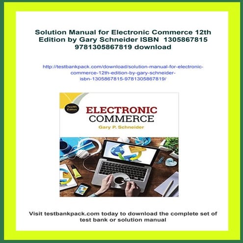Solution Manual for Electronic Commerce 12th Edition by Gary Schneider ISBN  ...