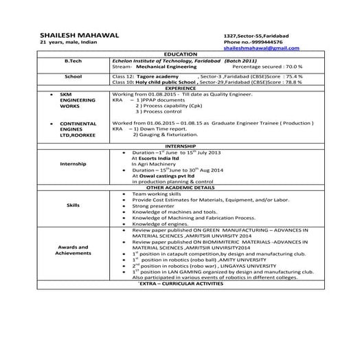 shailesh mahawal resume