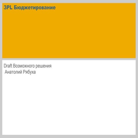 3PL Бюджетирование