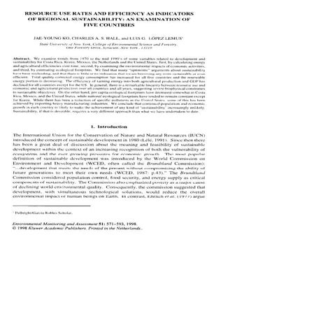 sustainable resource use & energy efficiency (Ko et al, 1998)