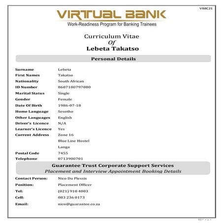 VB8C21 Lebeta Takatso