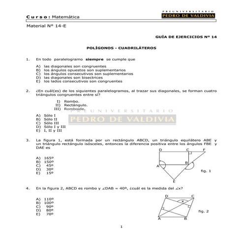 28 ejercicios polígonos y cuadrilateros