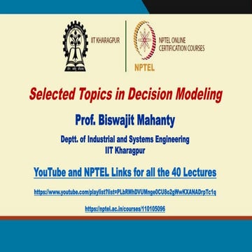 Advanced Integer Programming and Decision Modeling Techniques for ...