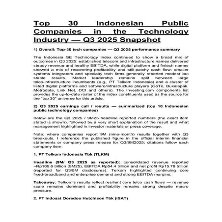 Top 30 Companies Q3 market research report