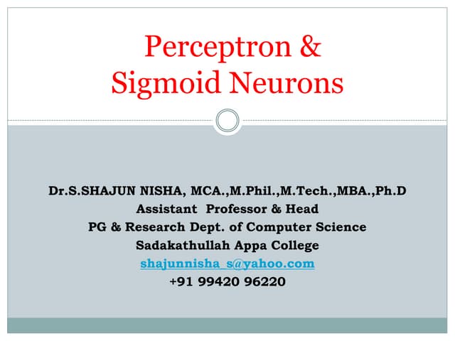 Perceptron and Sigmoid Neurons