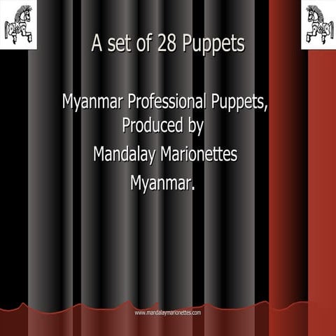 A set of 28 Myanmar Marionettes with Explaination