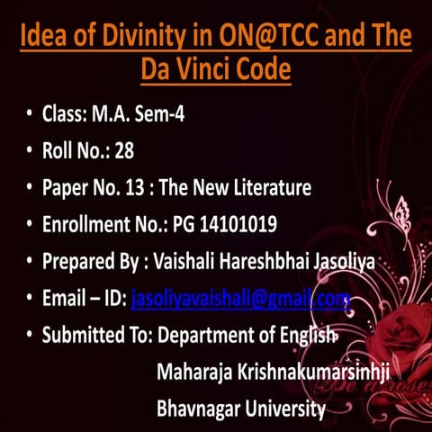 Idea of Divinity in 'ON@TCC' and 'The Da Vinci Code'