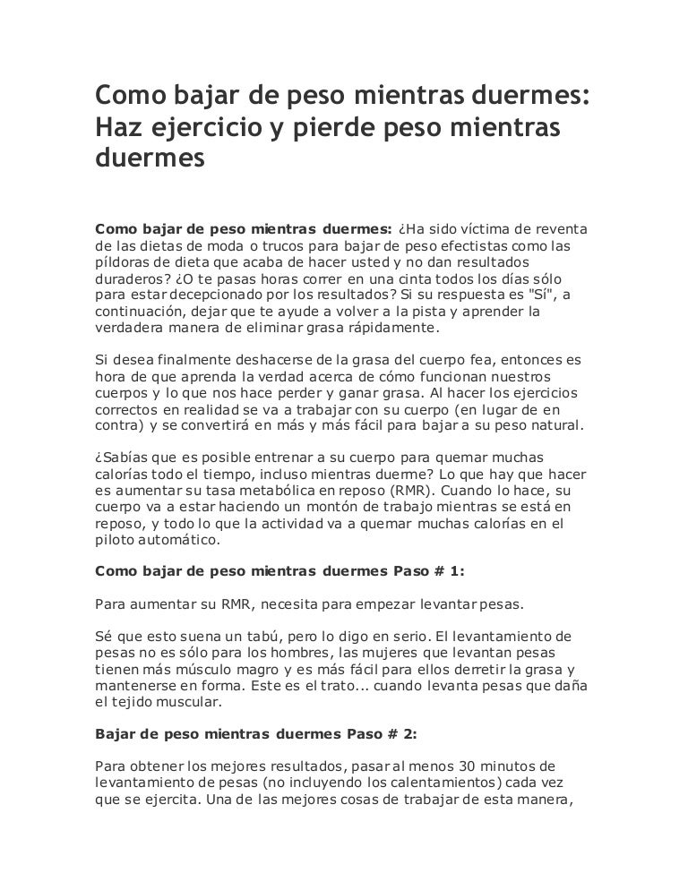 29 Como Bajar De Peso Mientras Duermes Haz Ejercicio Y Pierde Peso M