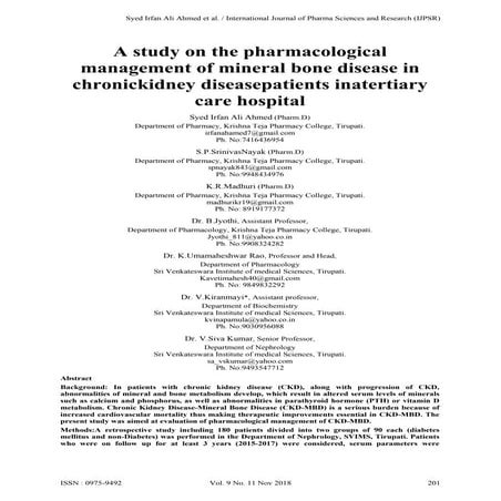 A study on the pharmacological management of mineral bone disease in chronick...