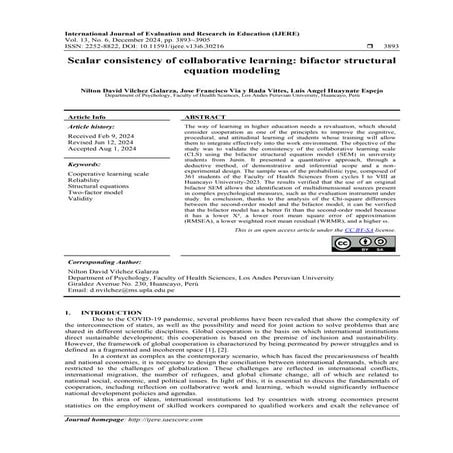 Scalar consistency of collaborative learning: bifactor structural equation mo...