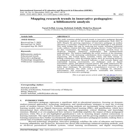 Mapping research trends in innovative pedagogies: a bibliometric ...