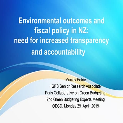 Towards green budgeting: a roadmap -- Murray Petrie, New Zealand