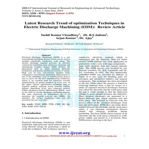 Latest Research Trend of optimization Techniques in Electric Discharge Machin...