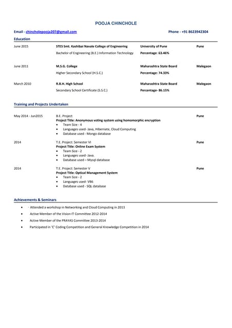 Resume_Pooja Chincholex