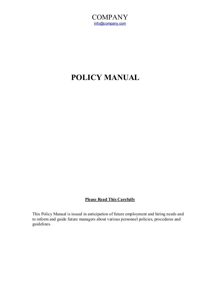 Employee Policy Manual (Template) Employee Policy Manual (Template)