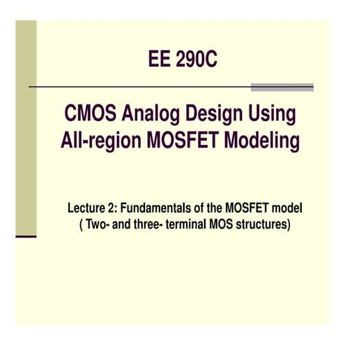 CMOS Analog Design Lect 1 | PDF