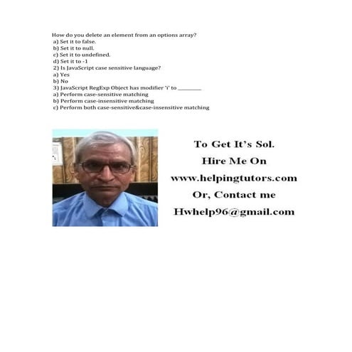 How do you delete an element from an options array? a) Set it to false ...