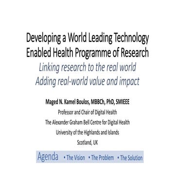 Developing a World Leading Technology Enabled Health Programme of Research