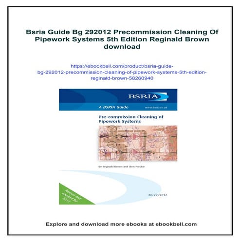 Bsria Guide Bg 292012 Precommission Cleaning Of Pipework Systems 5th Edition ...