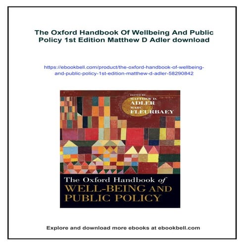 The Oxford Handbook Of Wellbeing And Public Policy 1st Edition Matthew ...