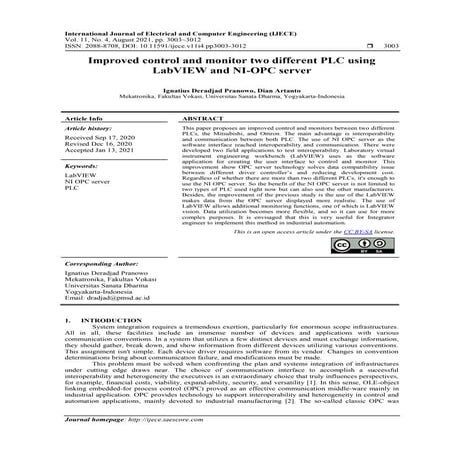 Improved control and monitor two different PLC using LabVIEW and NI-OPC server 