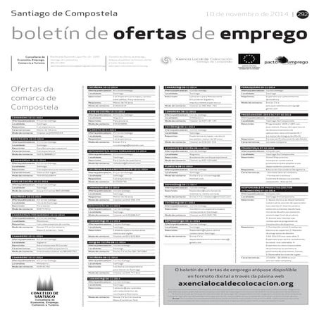 Boletín de ofertas de emprego.
