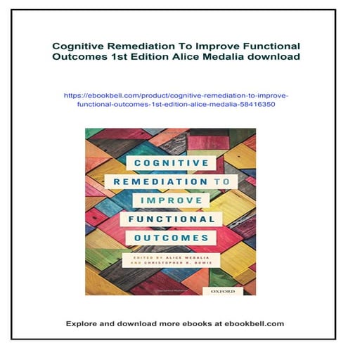 Cognitive Remediation To Improve Functional Outcomes 1st Edition Alice ...