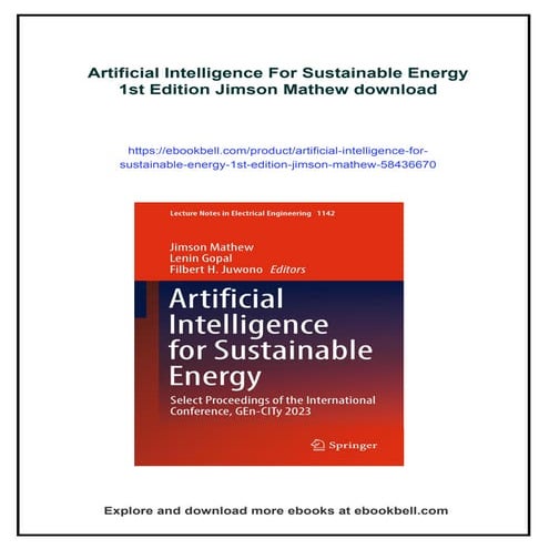 Artificial Intelligence For Sustainable Energy 1st Edition Jimson Mathew