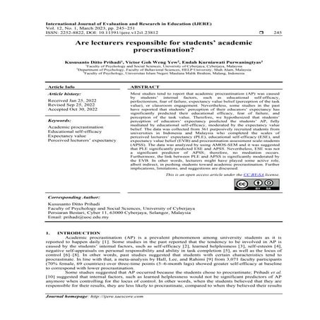 Are lecturers responsible for students’ academic procrastination?