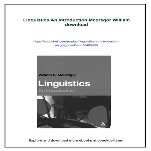 Linguistics An Introduction Mcgregor William