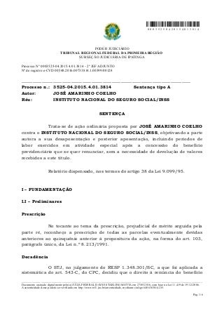 TRF1 - Sentença Desaposentação com Tutela Antecipada