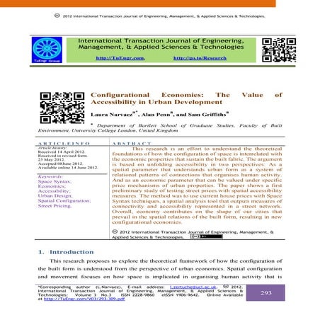 Configurational Economies: The Value of Accessibility in Urban Development 