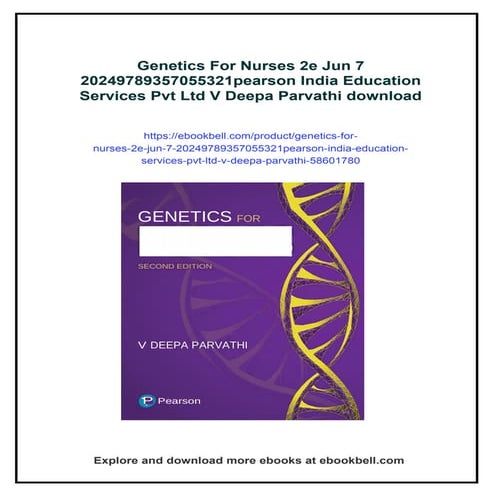 Genetics For Nurses 2e Jun 7 20249789357055321pearson India Education ...