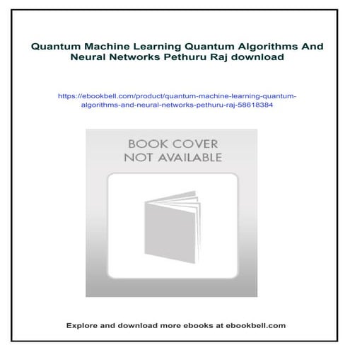 Quantum Machine Learning Quantum Algorithms And Neural Networks Pethuru Raj