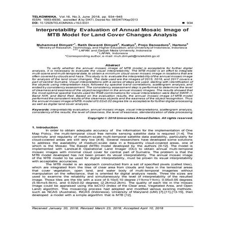 Interpretability Evaluation of Annual Mosaic Image of MTB Model for Land Cove...